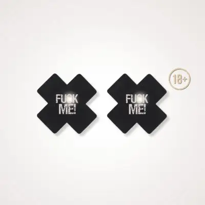 Oh Fun Nipple Covers ~ Glow in the Dark F**K ME - Black Glitter
