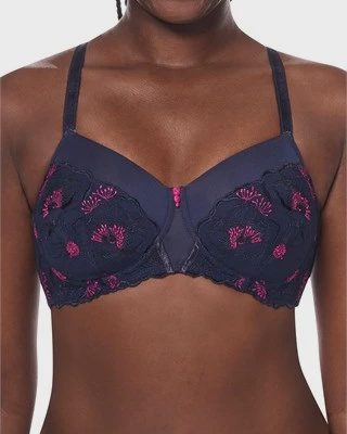 Amoena Delila Embroidery Padded Non Wired  - Blue/Magenta