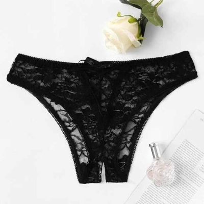 Crutchless Lace G - Black