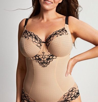 Panache Envy Full Cup Bodysuit - Sand/Black**