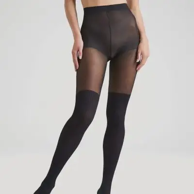 Ambra Over The Knee Rib Tight - Black