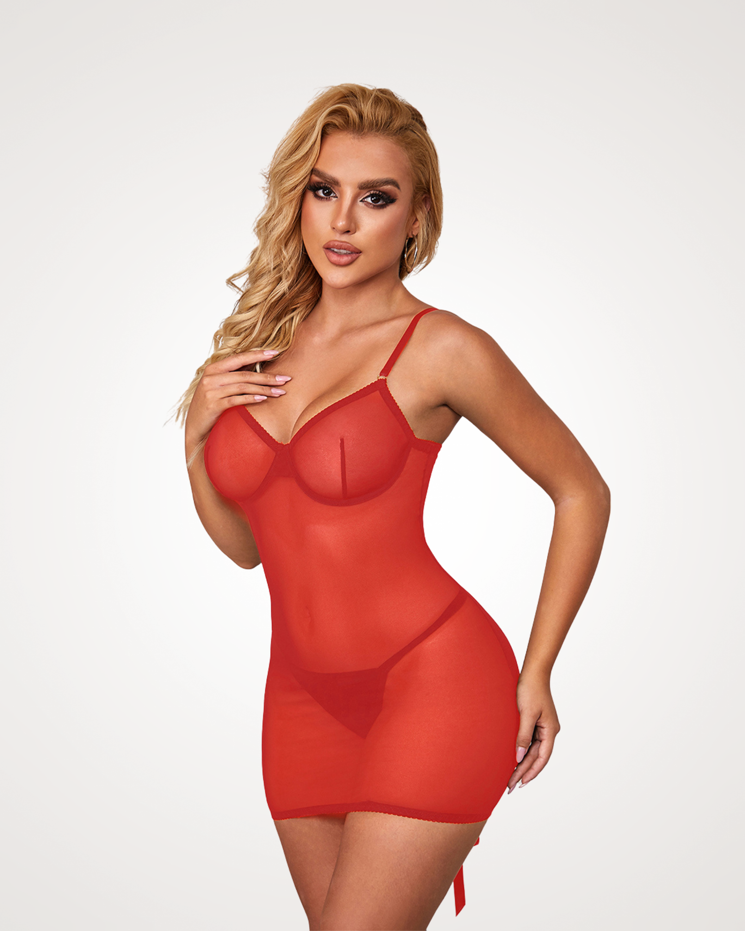 SNL Fame Lace-Up Chemise - Red