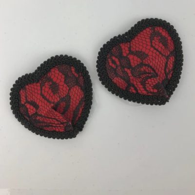 Heart edged nipple cover - Blk/Red