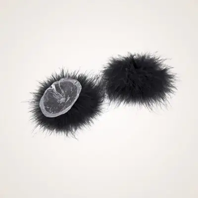 Fluffy Feather Nipple Covers - Black