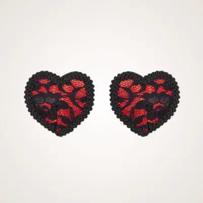 Lace Heart Pasties - Red/Black