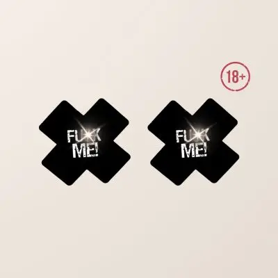 SNL Fun Nipple Covers Glow in the Dark F**K ME – Black Glitter