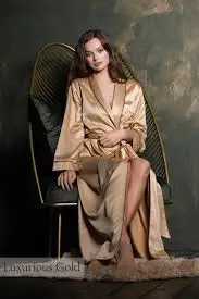 Silk Dressing Gown - Champagne