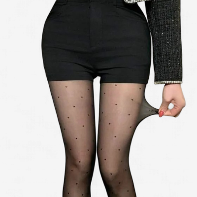 Ambra Sheer Dot Tights -Black