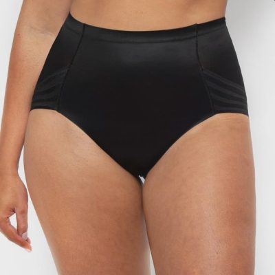 LaSculpte Hi-Cut Stripe Control Full Brief - Black