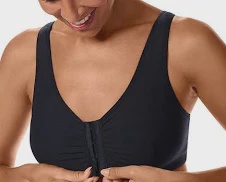 Amoena Fleur Hook Front Closure Bra - Black