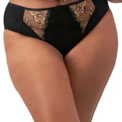 Elomi Teagan High Leg Brief - Black / Almond