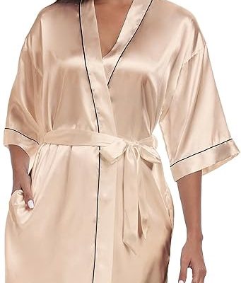 Avenue Silky Short Dressing Gown - Champagne