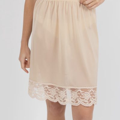 Matt Tricot Half Slip with Lace 50cm - Skin