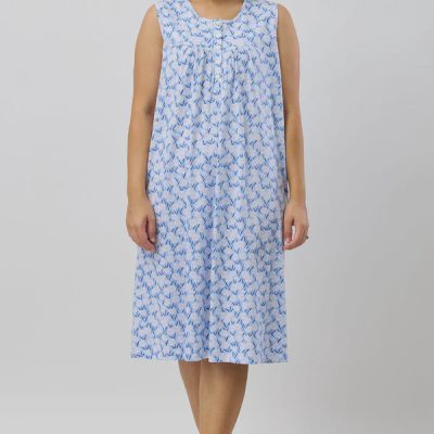Shrank Daises Sleeveless Nightie - Blue
