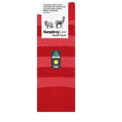 Humphrey Law Australian Merino & Baby Alpaca Blend Stripe Health Sock - Red