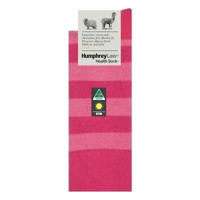 Humphrey Law Australian Merino & Baby Alpaca Blend Stripe Health Sock - Fuchsia