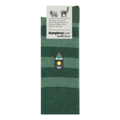 Humphrey Law Australian Merino & Baby Alpaca Blend Stripe Health Sock - Hunter Green
