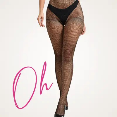 Oh' Small Mesh Fishnet Pantyhose - Black