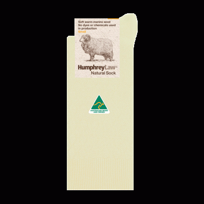 Humphrey Law Fine Merino Wool Quilted Health Sock - Natural