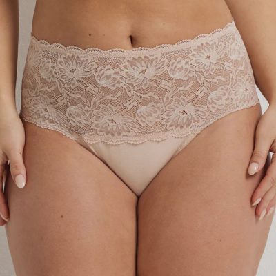 Kayser Cotton & Floral Lace Full Brief - Honey