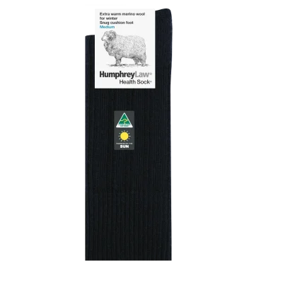 90% Fine Merino Wool Health Sock - Black