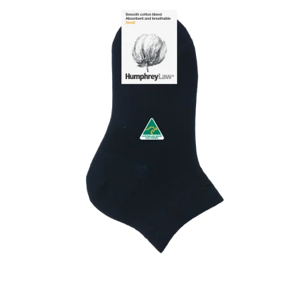 Humphrey Law 80% Mercerised Cotton Cuff Ankle  Sock - Black