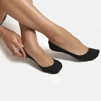 Ambra Cotton Mesh Footlet - Black