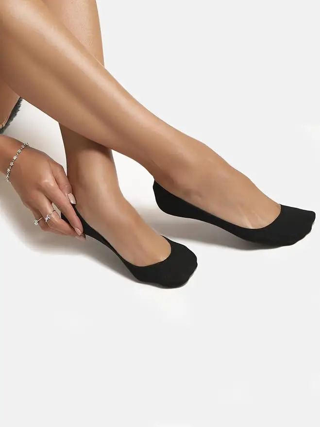 Ambra Cotton Mesh Footlet - Black