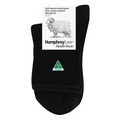 Humphrey Law Fine Merino Wool Short Leg Health Sock - Black