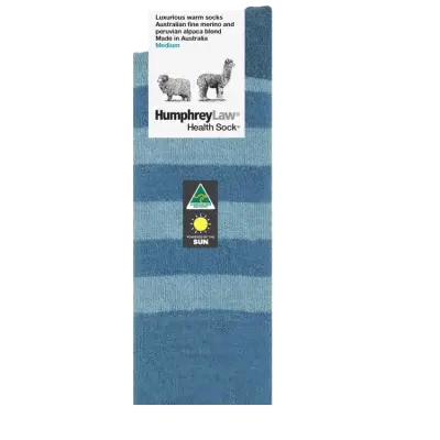 Humphrey Law Australian Merino & Baby Alpaca Blend Stripe Health Sock - Denim