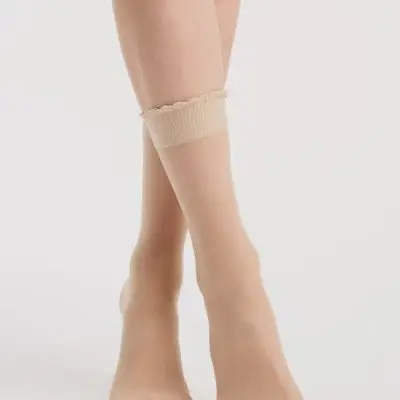 Levante Extra Fuller Figure Matte Sheer Anklets - Natural