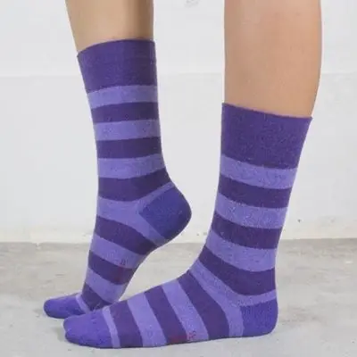 Humphrey Law Australian Merino & Baby Alpaca Blend Stripe Health Sock - Violet