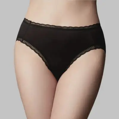 The Knicker Cotton Classic Hi Cut Brief - Pima Black