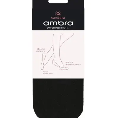 Ambra Cotton Mesh Footlet - Black