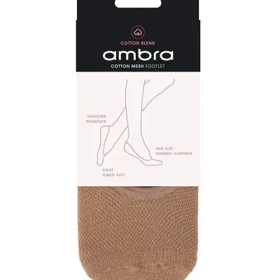 Ambra Cotton Mesh Footlet- Natural