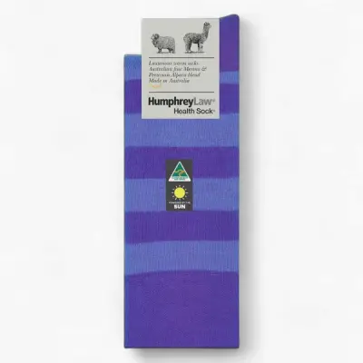 Humphrey Law Australian Merino & Baby Alpaca Blend Stripe Health Sock - Violet