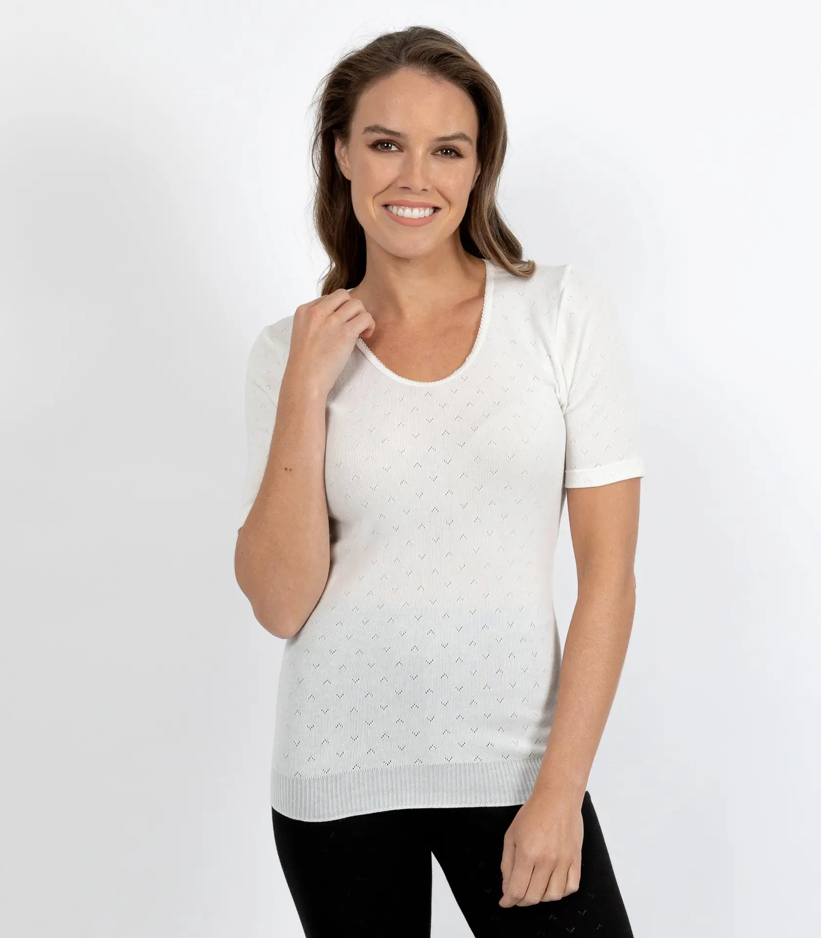 Baselayers Traditional Thermal RTR Side Seamfree Short Sleeve - Ivory