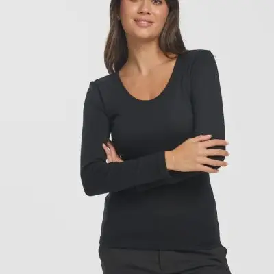Pure Merino Wool 200gsm Long Sleeve - Black