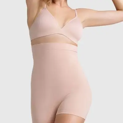 Ambra Power Lite Hi Waisted Shortie - Rose Beige