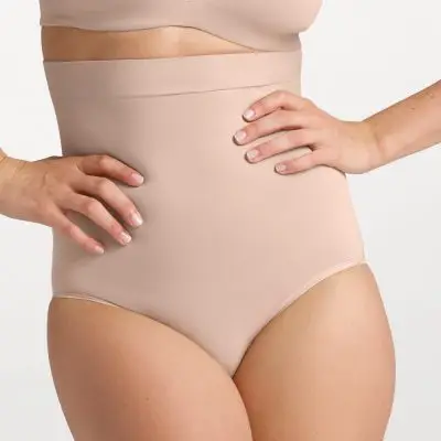 Ambra Power Lite Hi Waist Brief - Rose Beige