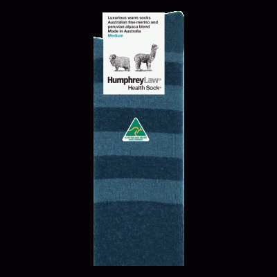 Humphrey Law Australian Merino & Baby Alpaca Blend Stripe Health Sock - Teal