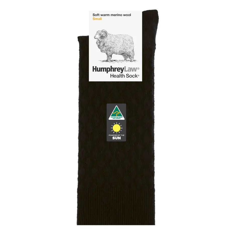 Humphrey Law Fine Merino Wool Quilted Health Sock - Black