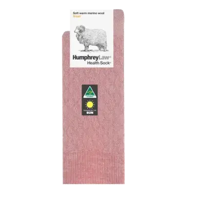 Humphrey Law Fine Merino Wool Quilted Health Sock - Pink
