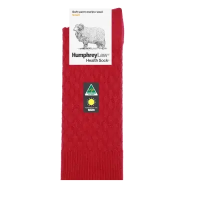 Humphrey Law Fine Merino Wool Quilted Health Sock - Red