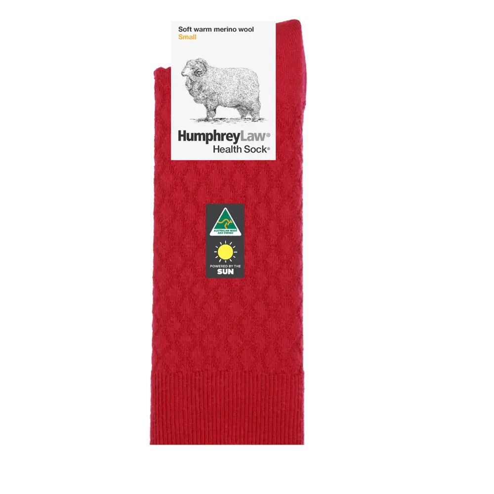 Humphrey Law Fine Merino Wool Quilted Health Sock - Red
