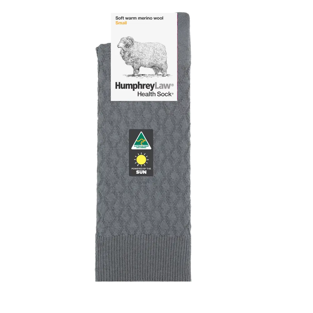 Humphrey Law Fine Merino Wool Quilted Health Sock - Mid Grey