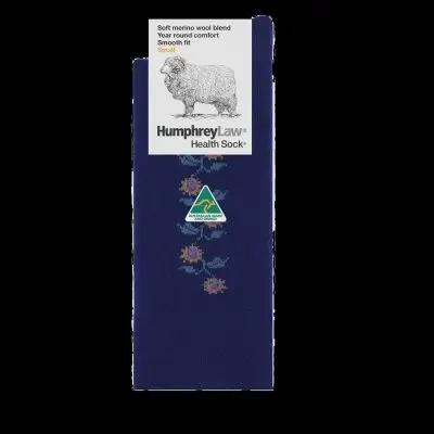 Humphrey Law Fine Merino Wool Health Sock -Sunflowers Navy