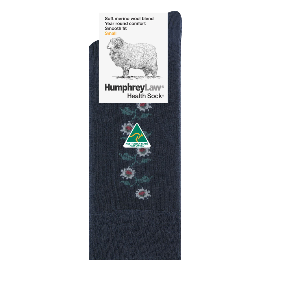 Humphrey Law Fine Merino Wool Health Sock -Sunflowers Charcoal