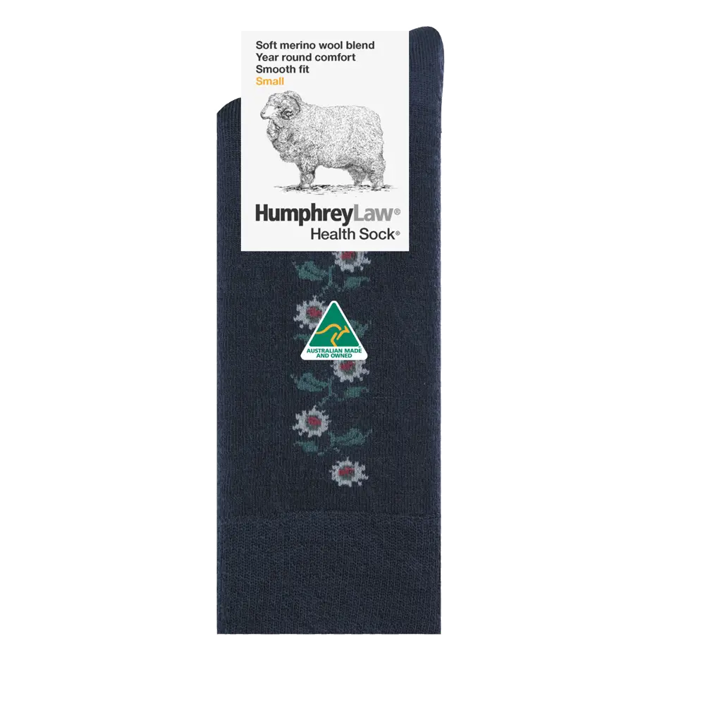 Humphrey Law Fine Merino Wool Health Sock -Sunflowers Charcoal