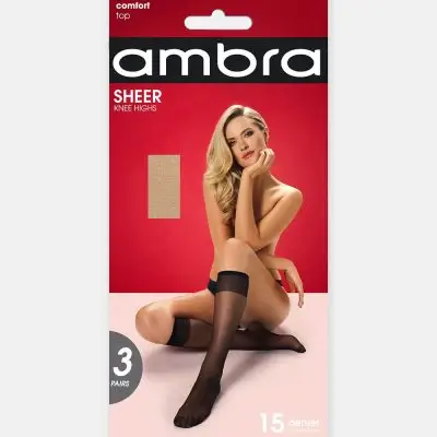 Ambra Sheer Knee High 3PR -  Natural